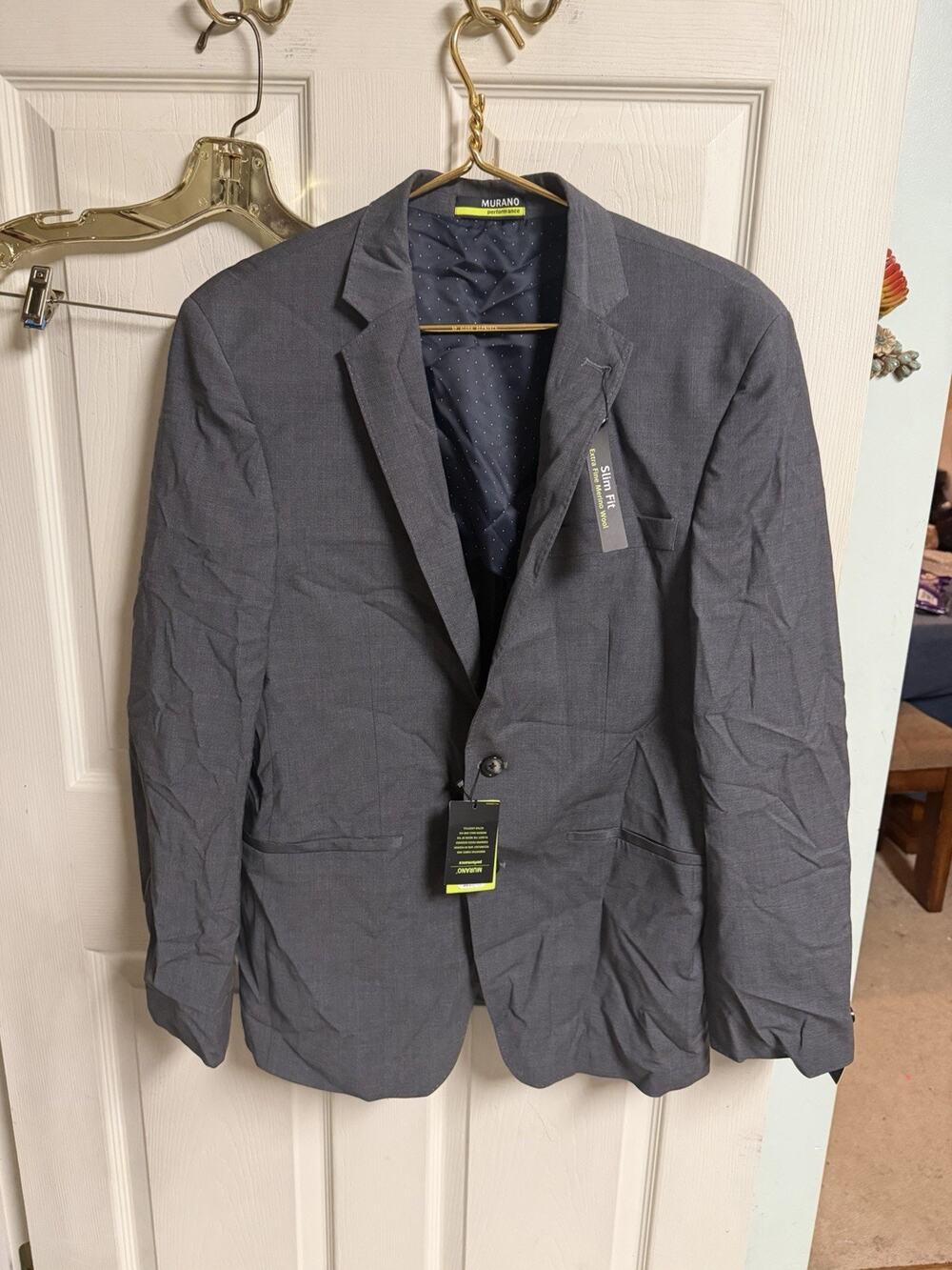 Murano Blazer Sports Jacket Wool Large Slim Fit Gray 42 Business Performance